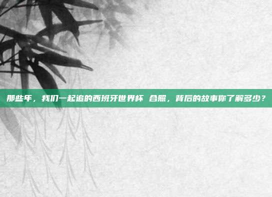 那些年，我们一起追的西班牙世界杯 合照，背后的故事你了解多少？