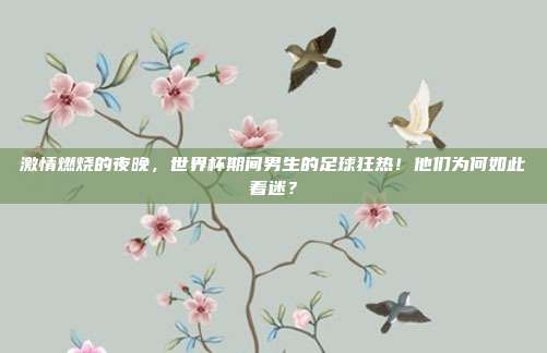 激情燃烧的夜晚，世界杯期间男生的足球狂热！他们为何如此着迷？