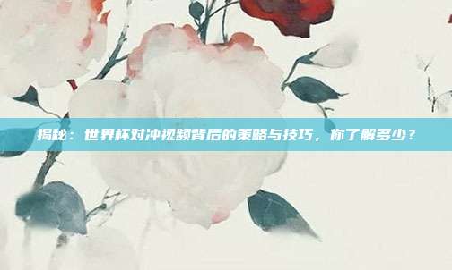 揭秘：世界杯对冲视频背后的策略与技巧，你了解多少？
