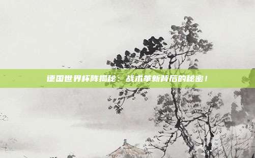德国世界杯阵揭秘：战术革新背后的秘密！