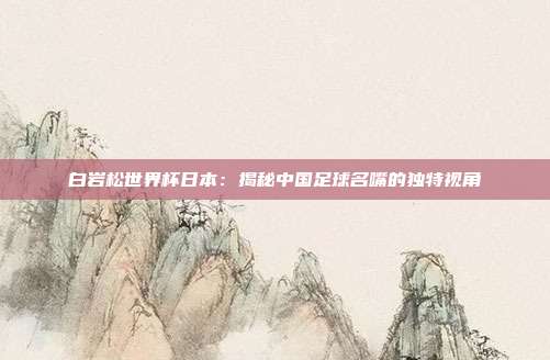 白岩松世界杯日本：揭秘中国足球名嘴的独特视角