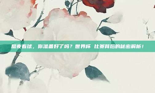 熬夜看球，你准备好了吗？世界杯 比赛背后的秘密解析！