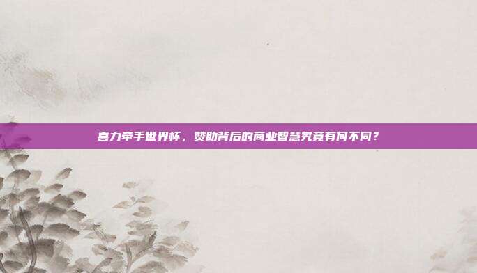 喜力牵手世界杯，赞助背后的商业智慧究竟有何不同？