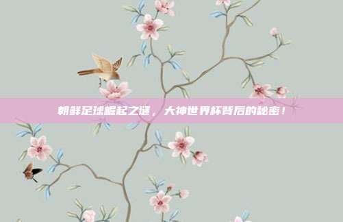 朝鲜足球崛起之谜，大神世界杯背后的秘密！