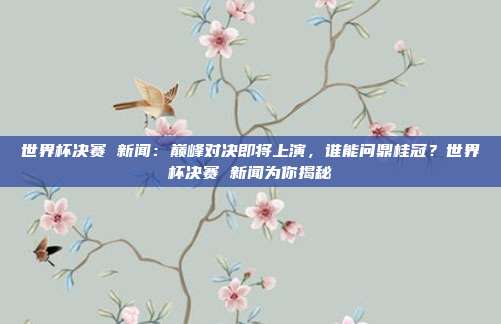 世界杯决赛 新闻：巅峰对决即将上演，谁能问鼎桂冠？世界杯决赛 新闻为你揭秘
