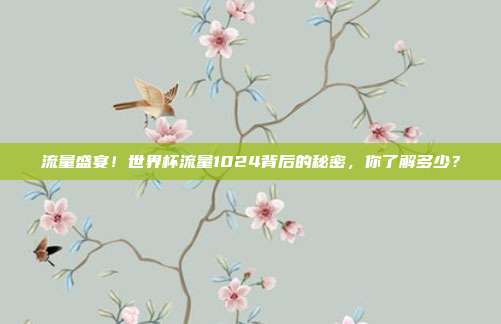 流量盛宴！世界杯流量1024背后的秘密，你了解多少？