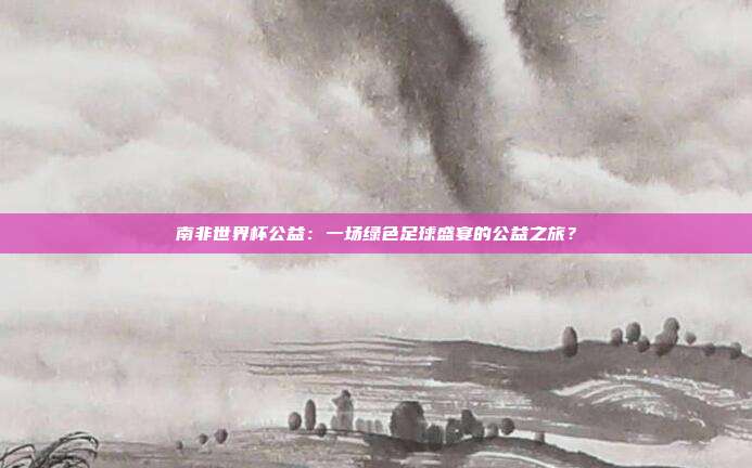 南非世界杯公益：一场绿色足球盛宴的公益之旅？
