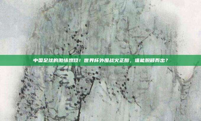中国足球的激情燃烧！世界杯外围战火正酣，谁能脱颖而出？
