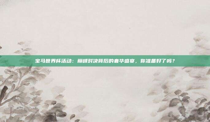 宝马世界杯活动：巅峰对决背后的奢华盛宴，你准备好了吗？