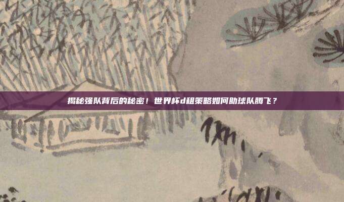 揭秘强队背后的秘密！世界杯d租策略如何助球队腾飞？
