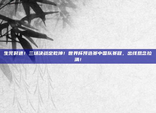 生死时速！三场决战定乾坤！世界杯预选赛中国队赛程，出线悬念拉满！