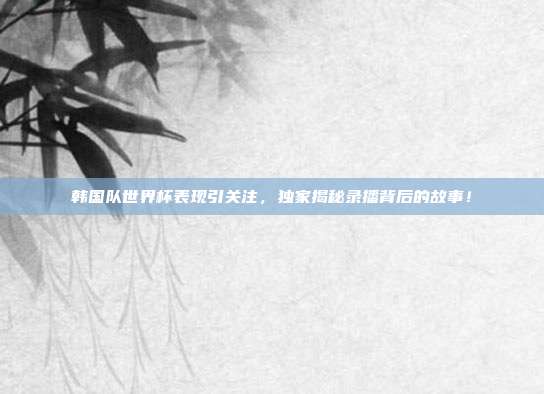 韩国队世界杯表现引关注，独家揭秘录播背后的故事！