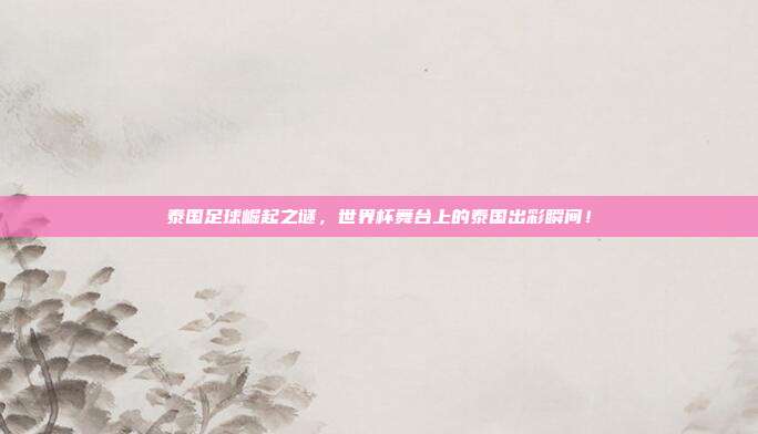 泰国足球崛起之谜，世界杯舞台上的泰国出彩瞬间！