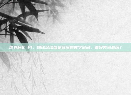 世界杯2 14：揭秘足球盛宴背后的数字密码，谁将笑到最后？