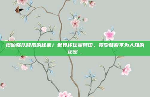 揭秘强队背后的秘密！世界杯球童韩国，竟隐藏着不为人知的秘密...
