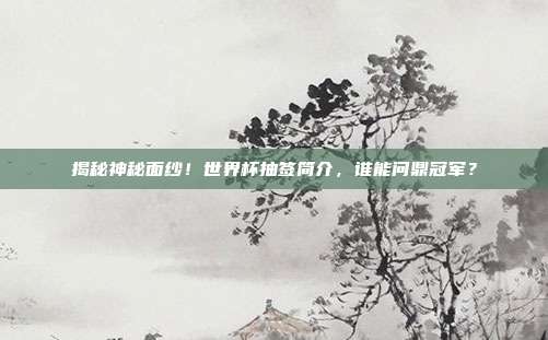 揭秘神秘面纱！世界杯抽签简介，谁能问鼎冠军？