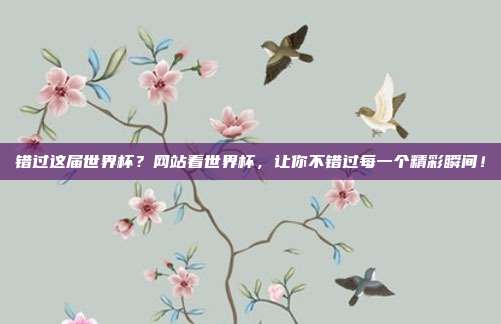 错过这届世界杯？网站看世界杯，让你不错过每一个精彩瞬间！