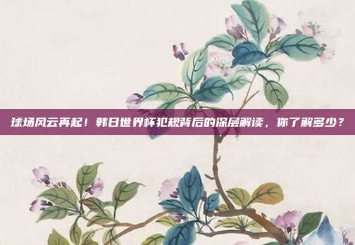 球场风云再起！韩日世界杯犯规背后的深层解读，你了解多少？