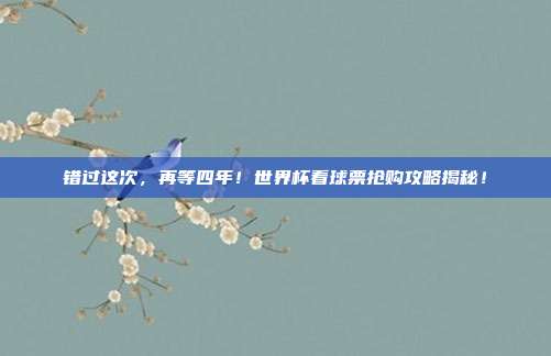 错过这次，再等四年！世界杯看球票抢购攻略揭秘！