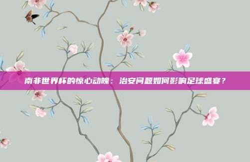 南非世界杯的惊心动魄：治安问题如何影响足球盛宴？