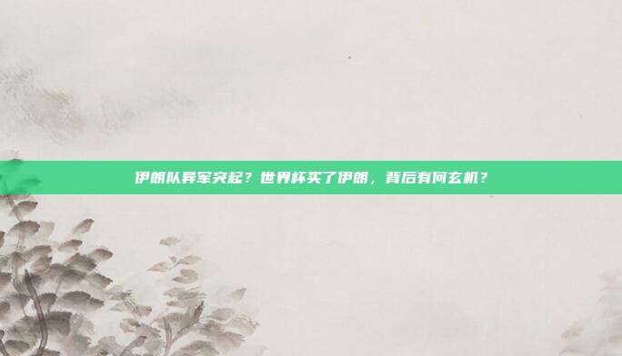 伊朗队异军突起？世界杯买了伊朗，背后有何玄机？