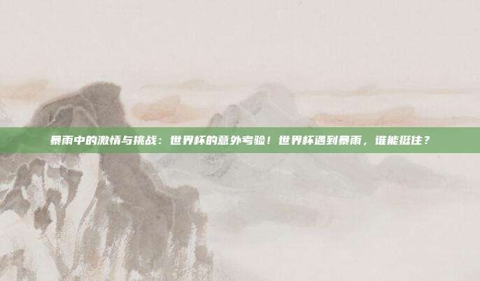 暴雨中的激情与挑战：世界杯的意外考验！世界杯遇到暴雨，谁能挺住？