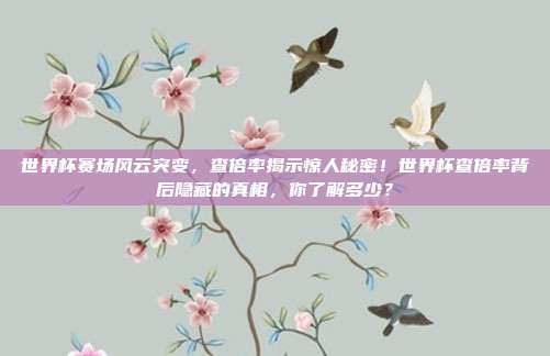 世界杯赛场风云突变，查倍率揭示惊人秘密！世界杯查倍率背后隐藏的真相，你了解多少？