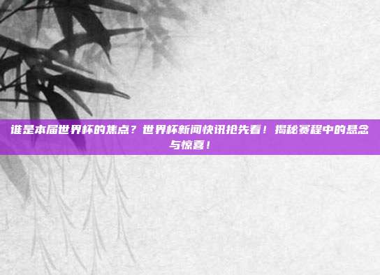 谁是本届世界杯的焦点？世界杯新闻快讯抢先看！揭秘赛程中的悬念与惊喜！