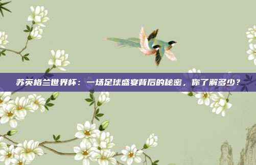 苏英格兰世界杯：一场足球盛宴背后的秘密，你了解多少？