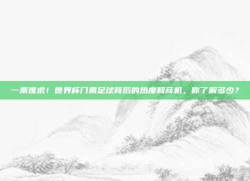 一票难求！世界杯门票足球背后的热度和商机，你了解多少？
