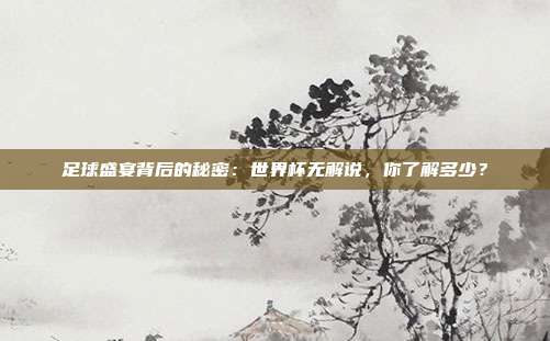足球盛宴背后的秘密：世界杯无解说，你了解多少？