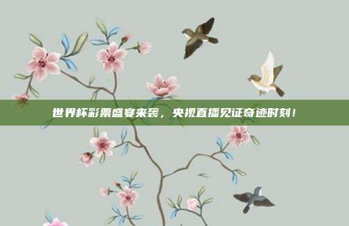 世界杯彩票盛宴来袭，央视直播见证奇迹时刻！