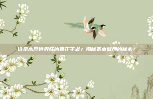 谁是高胜世界杯的真正王者?揭秘赛事背后的秘密!