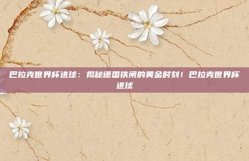 巴拉克世界杯进球：揭秘德国铁闸的黄金时刻！巴拉克世界杯进球