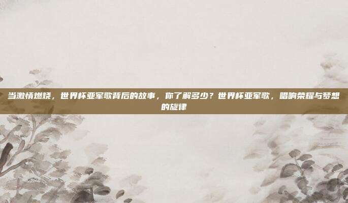 当激情燃烧，世界杯亚军歌背后的故事，你了解多少？世界杯亚军歌，唱响荣耀与梦想的旋律