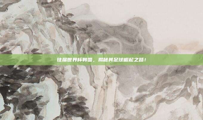 往届世界杯韩国，揭秘其足球崛起之路！