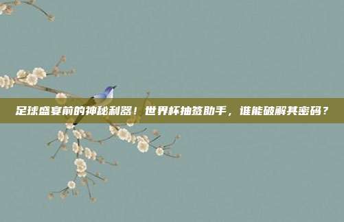 足球盛宴前的神秘利器！世界杯抽签助手，谁能破解其密码？