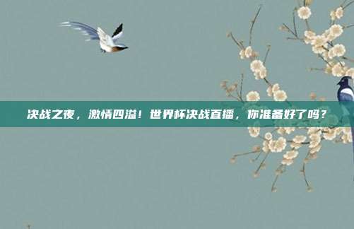 决战之夜，激情四溢！世界杯决战直播，你准备好了吗？