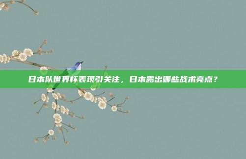日本队世界杯表现引关注，日本露出哪些战术亮点？