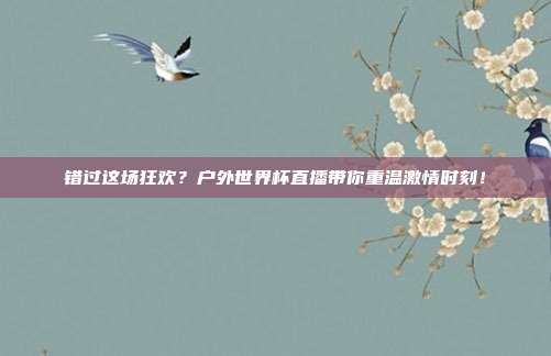 错过这场狂欢？户外世界杯直播带你重温激情时刻！