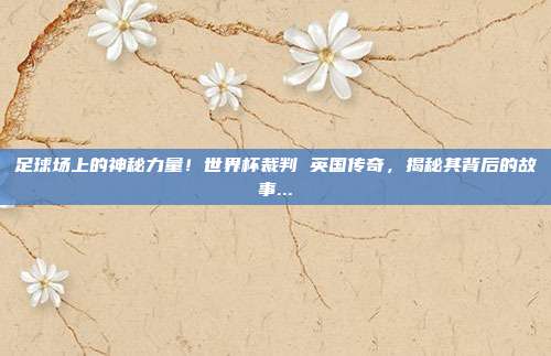 足球场上的神秘力量！世界杯裁判 英国传奇，揭秘其背后的故事...