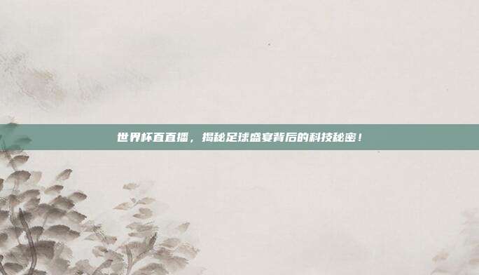 世界杯直直播，揭秘足球盛宴背后的科技秘密！