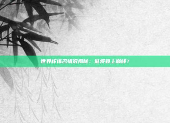 世界杯排名情况揭秘：谁将登上巅峰？