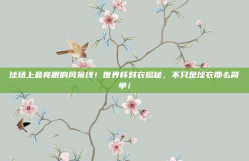 球场上最亮眼的风景线！世界杯对衣揭秘，不只是球衣那么简单！