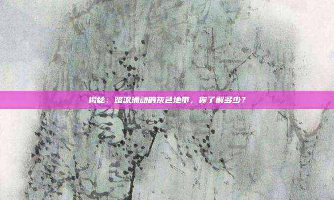 揭秘：暗流涌动的灰色地带，你了解多少？