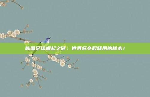 韩国足球崛起之谜：世界杯夺冠背后的秘密！