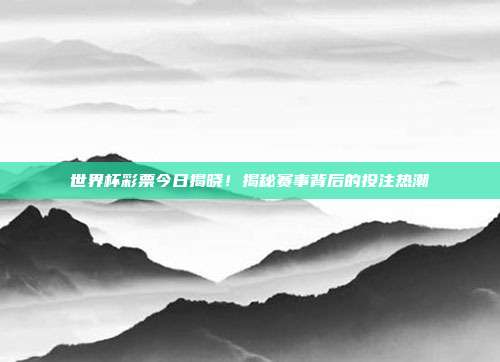 世界杯彩票今日揭晓！揭秘赛事背后的投注热潮