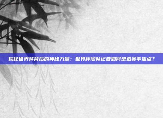揭秘世界杯背后的神秘力量：世界杯随队记者如何塑造赛事焦点？