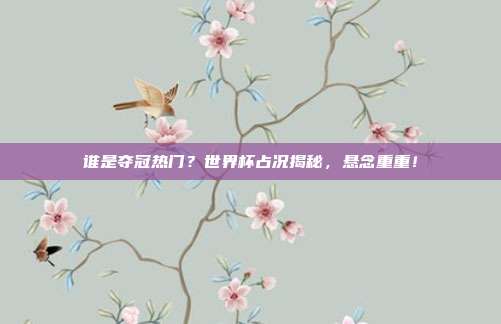 谁是夺冠热门？世界杯占况揭秘，悬念重重！