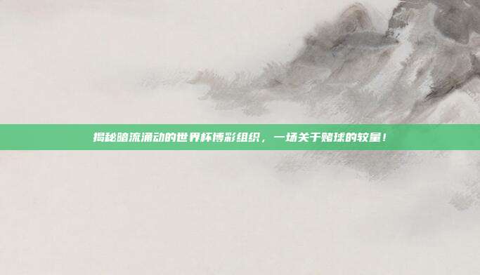 揭秘暗流涌动的世界杯博彩组织，一场关于赌球的较量！